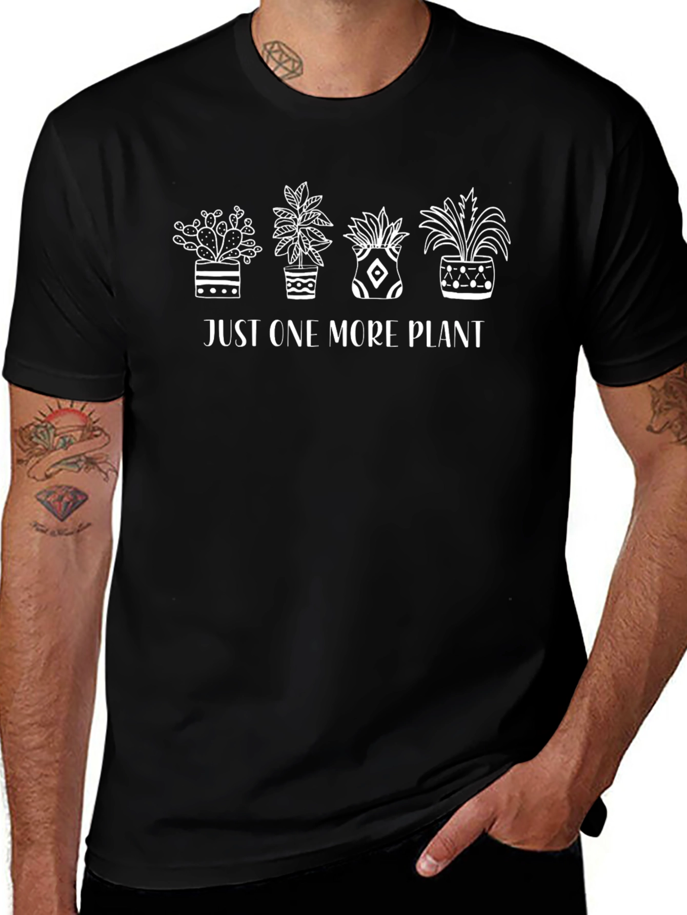 Just One More Plant Graphic T-Shirt - Black