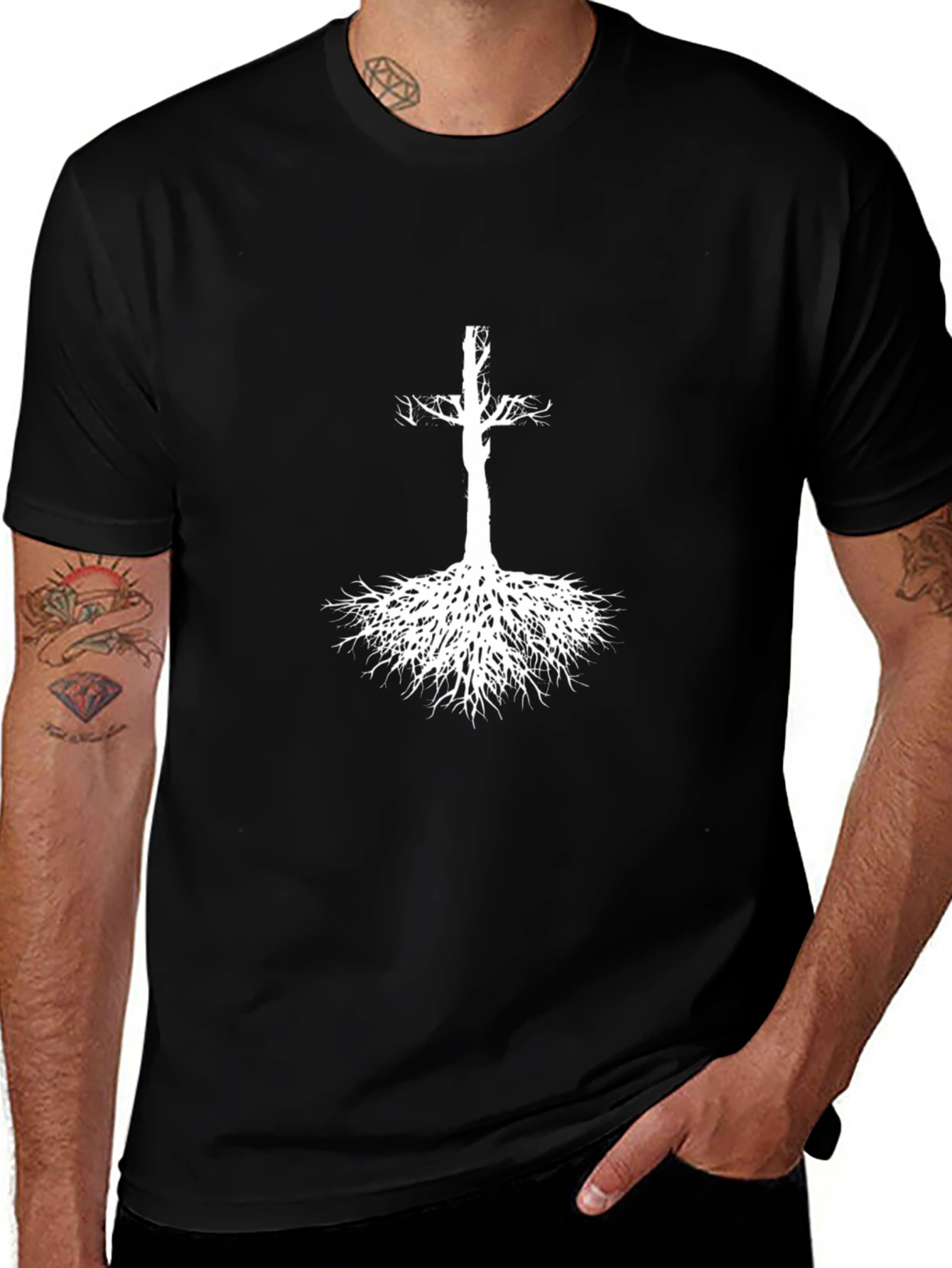 Rooted Cross Graphic Tee - Black