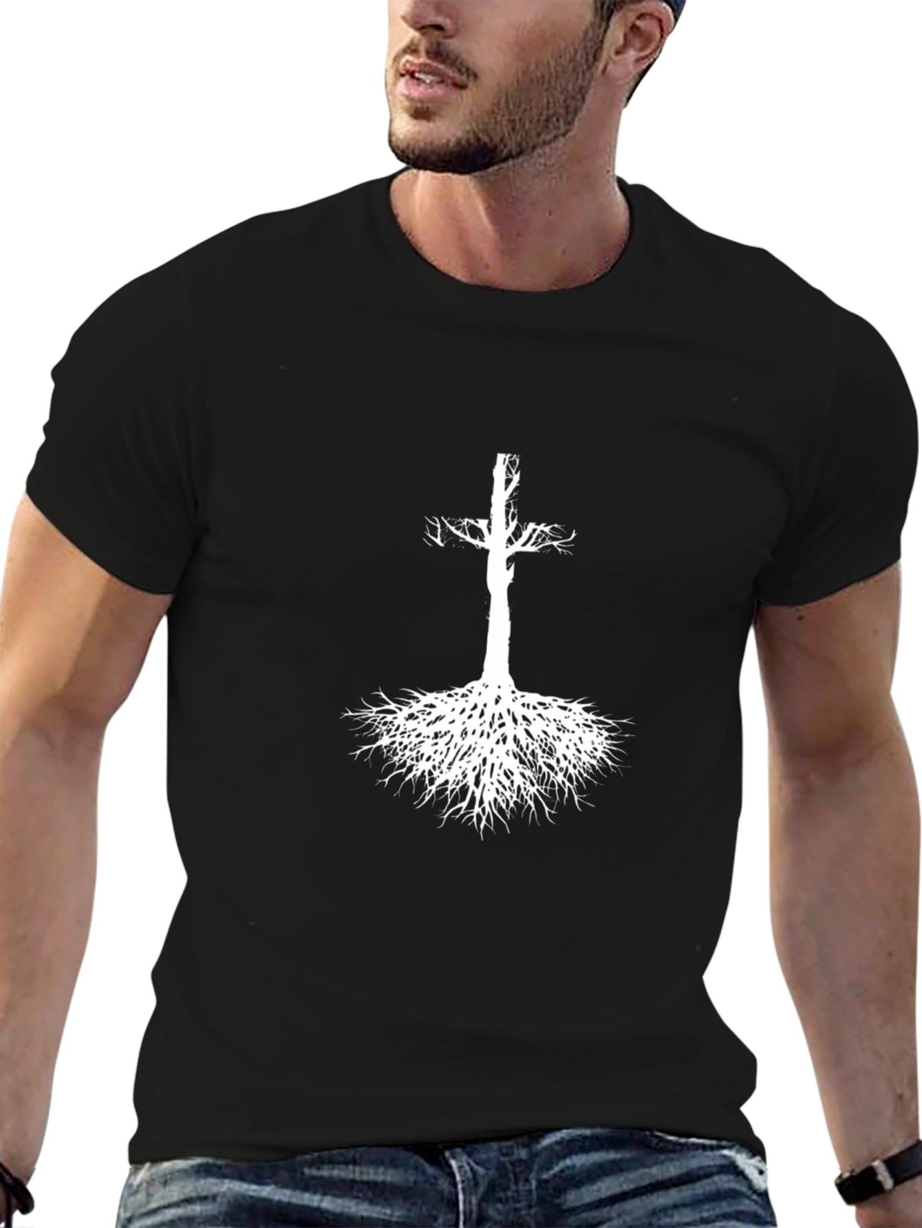 Rooted Cross Graphic Tee - Black