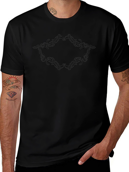Elegant Ornamental Frame Black T-Shirt