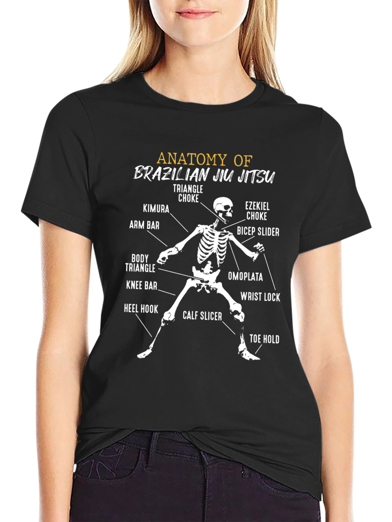 Anatomy of Brazilian Jiu Jitsu Skeleton T-Shirt