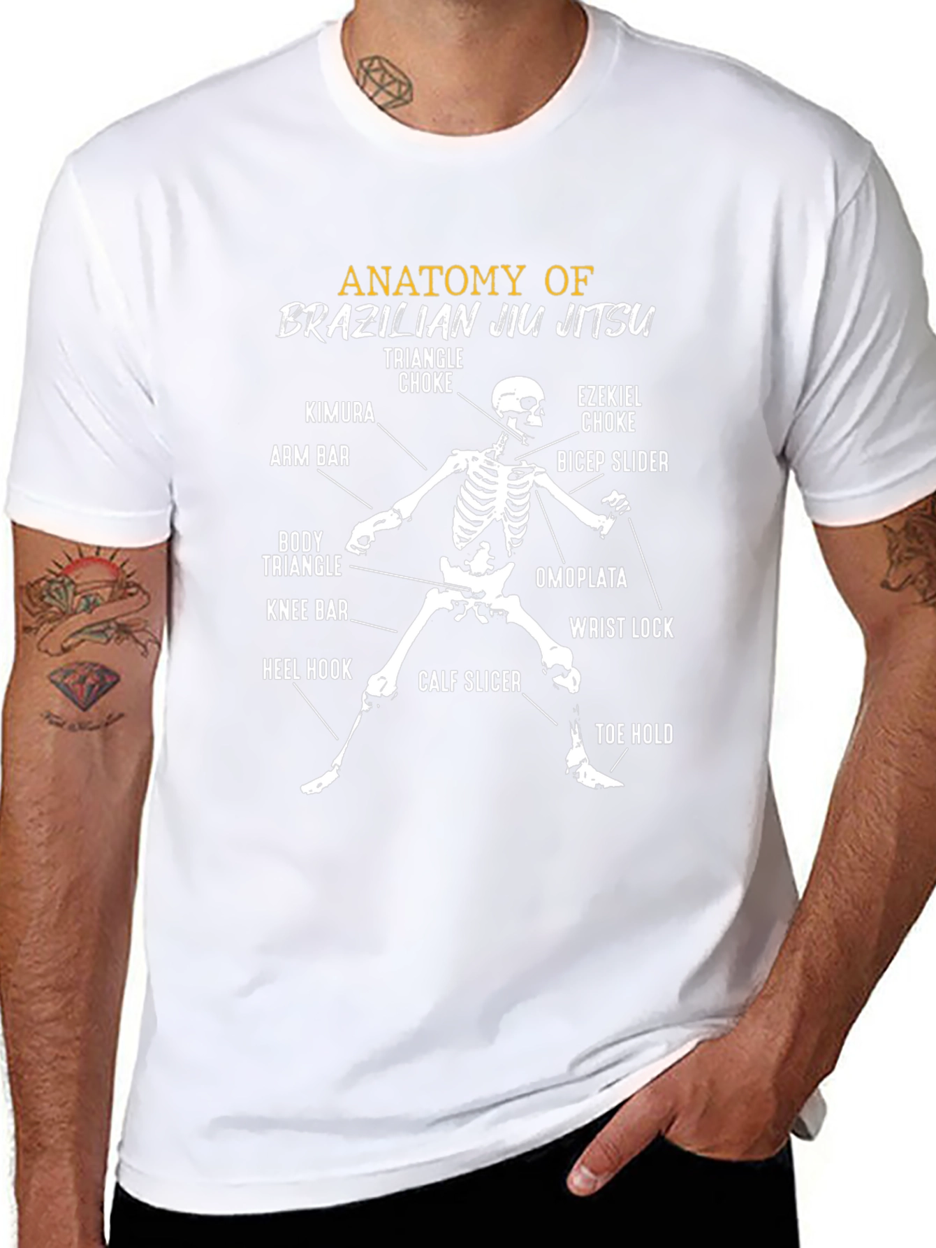 Anatomy of Brazilian Jiu Jitsu Skeleton T-Shirt
