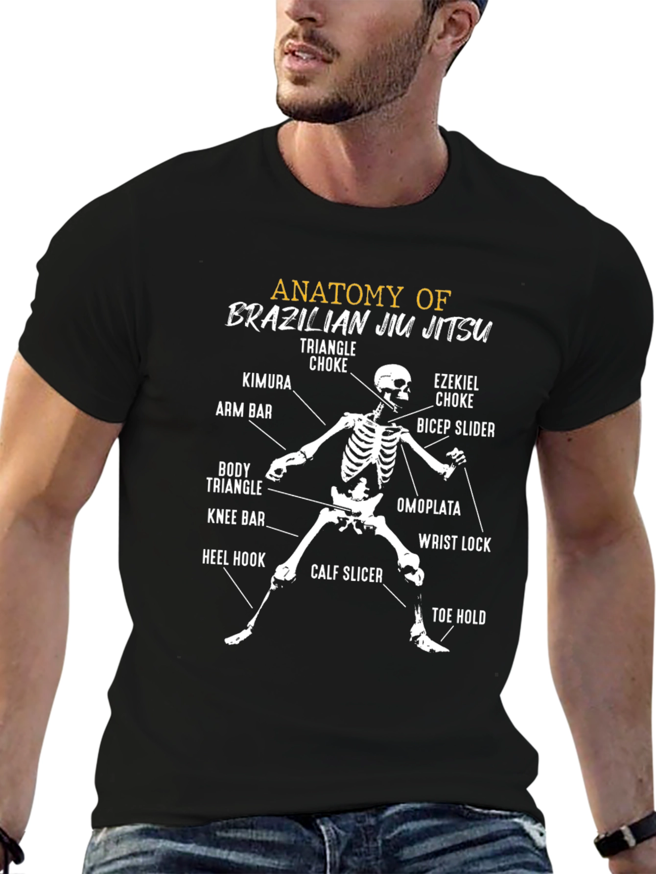 Anatomy of Brazilian Jiu Jitsu Skeleton T-Shirt