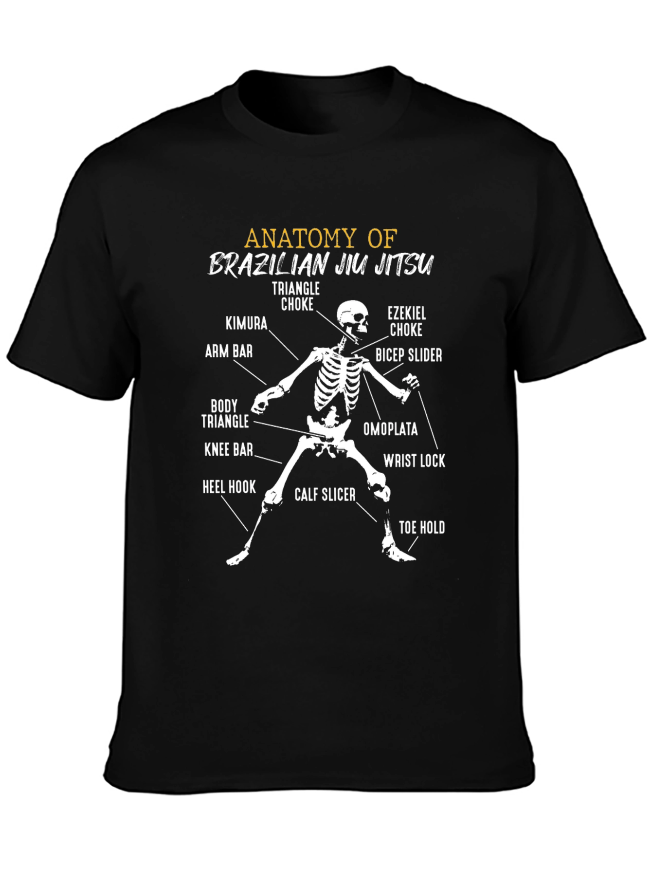 Anatomy of Brazilian Jiu Jitsu Skeleton T-Shirt