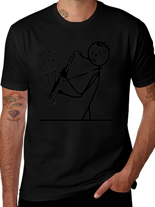 Saxophone Stick Figure T-Shirt - Musician Tee