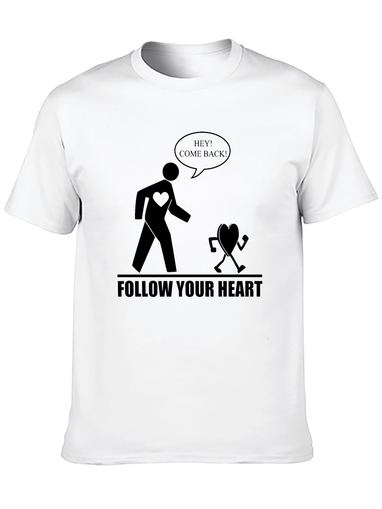 Follow Your Heart Graphic Tee - Black Cotton T-Shirt