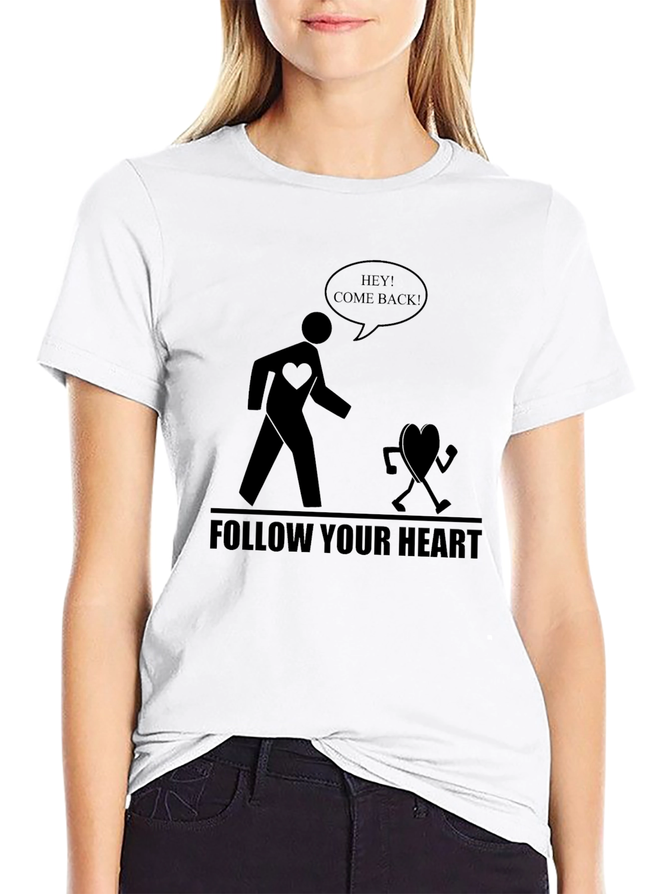 Follow Your Heart Graphic Tee - Black Cotton T-Shirt