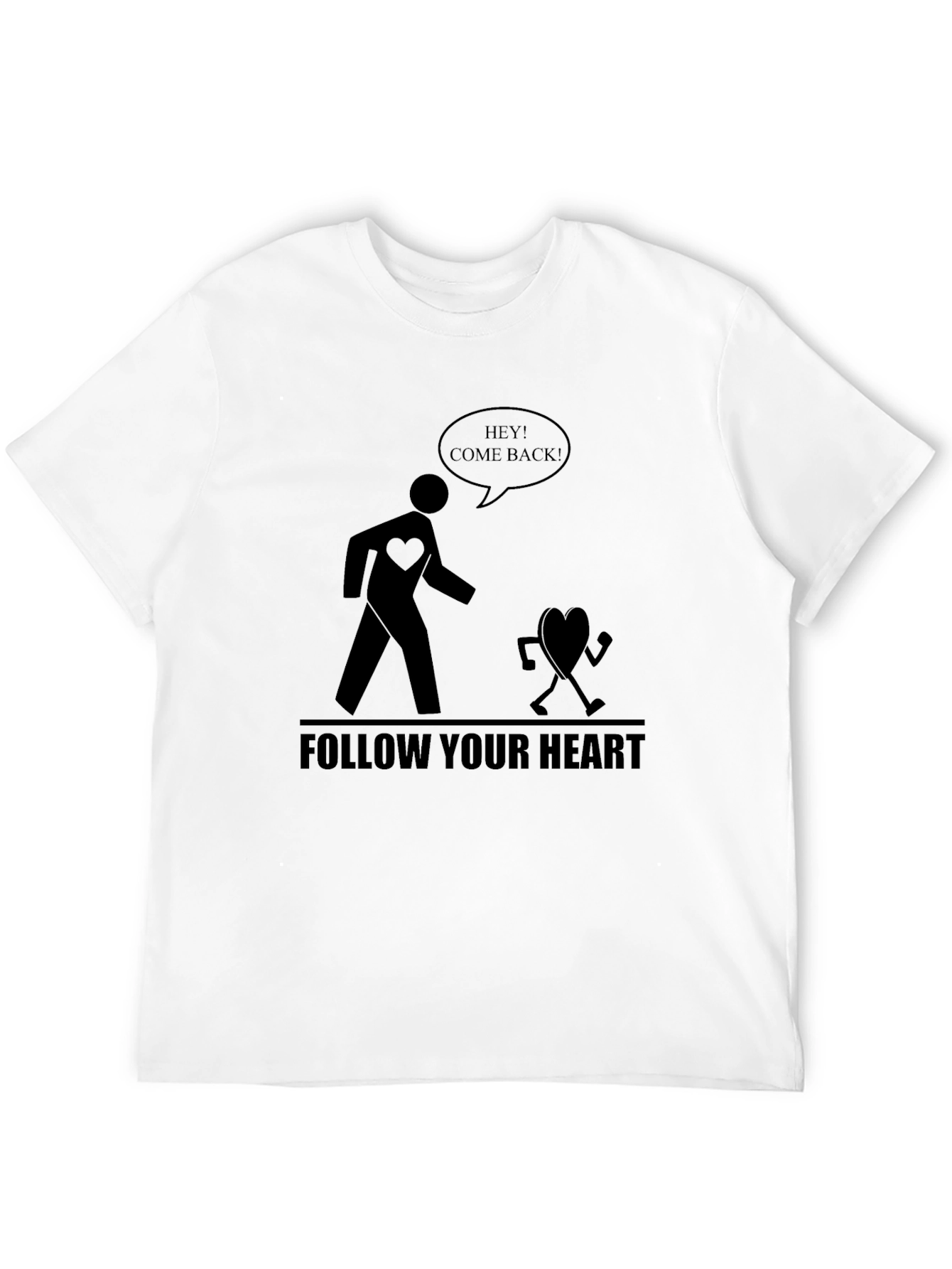 Follow Your Heart Graphic Tee - Black Cotton T-Shirt