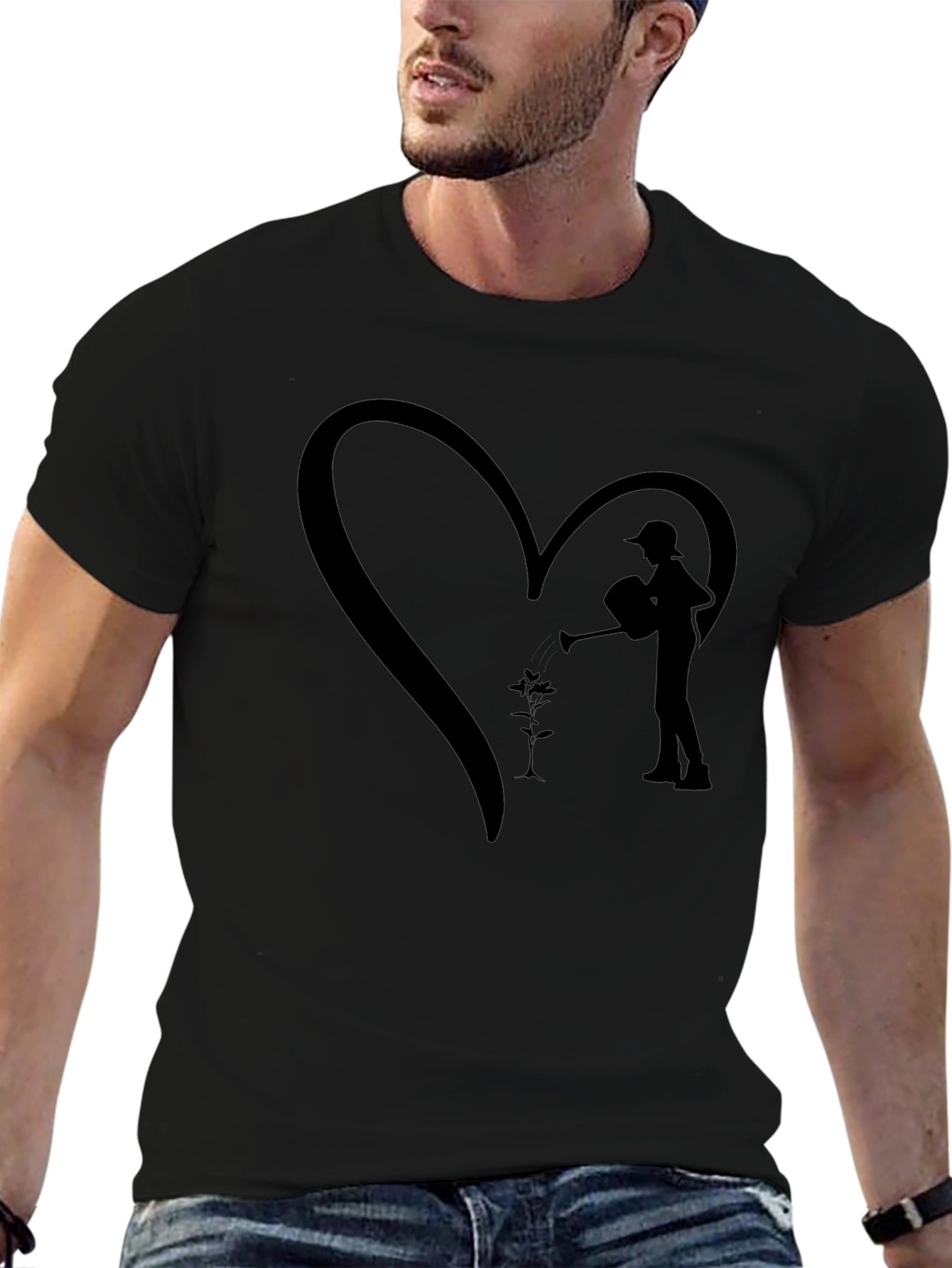 Gardener Heart Black Graphic Tee