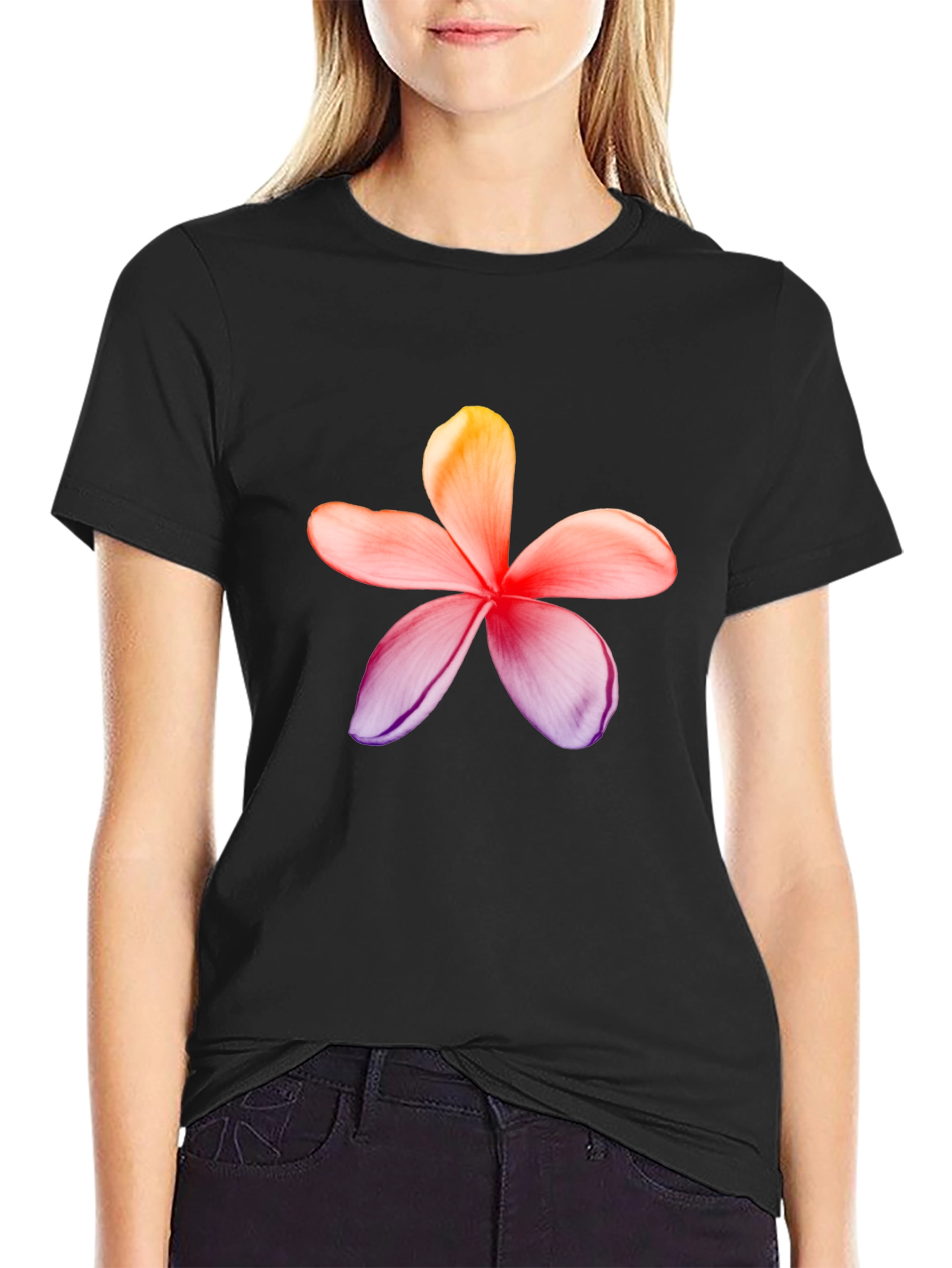 Floral Print Black T-Shirt
