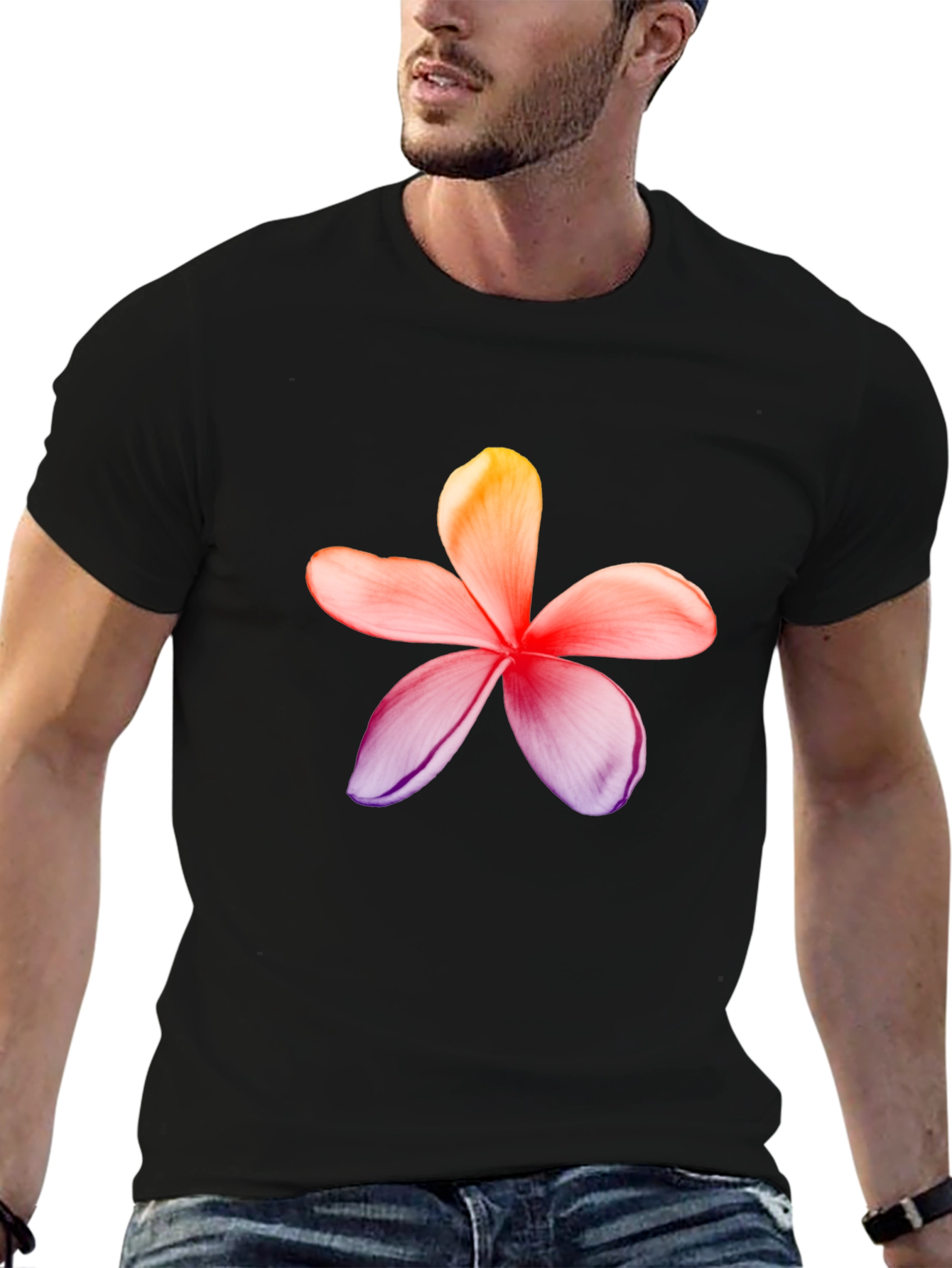 Floral Print Black T-Shirt