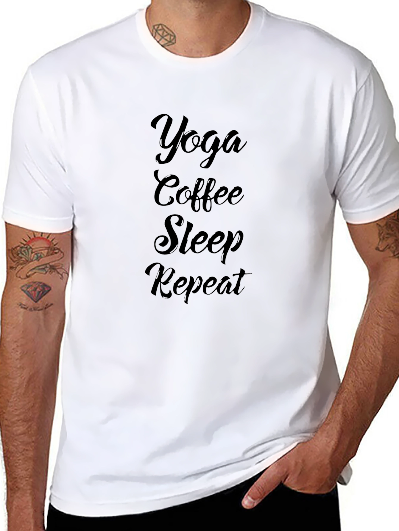 Yoga Coffee Sleep Repeat Black T-Shirt
