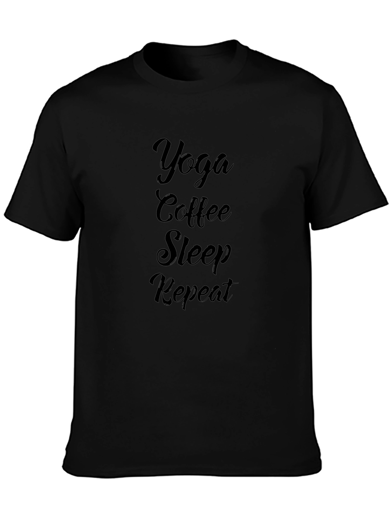 Yoga Coffee Sleep Repeat Black T-Shirt