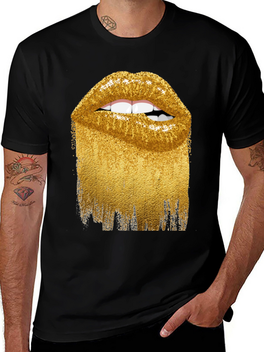 Golden Lips Graphic Tee - Stylish Unisex Shirt